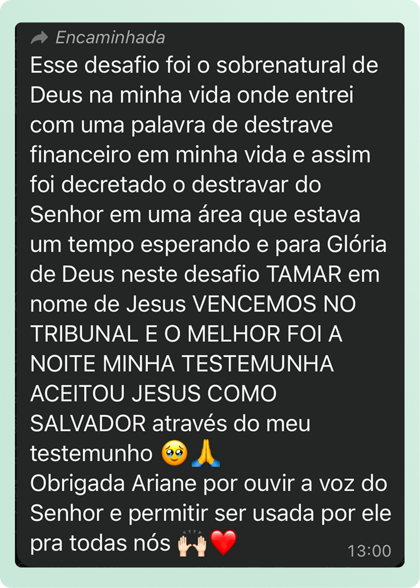 Depoimento sobre declarar a palavra contra o diabo